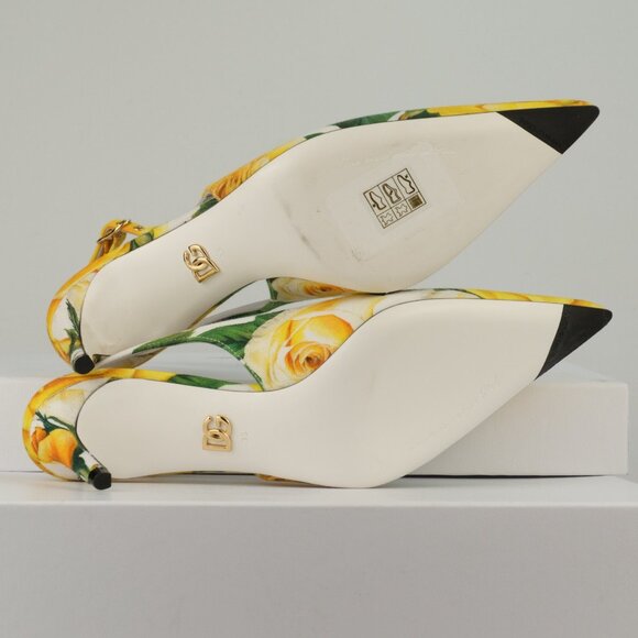 Dolce & Gabbana Yellow Rose Gabardine Slingback Pumps, EU 35/US 5 - Picture 7 of 14